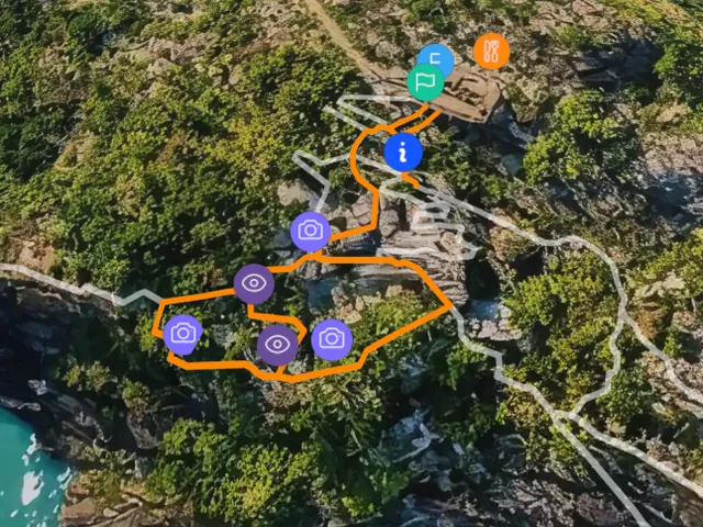 Recorridos y senderos marcados sobre el mapa 3D de Las Pasarelas del Glaciar Perito Moreno